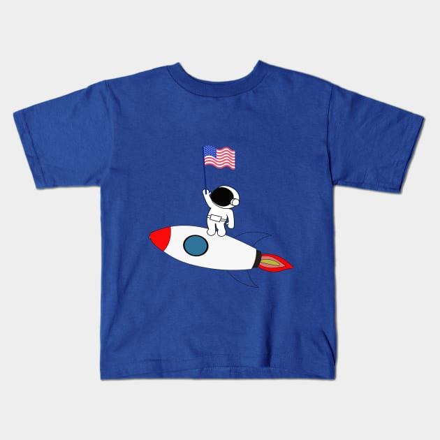 usa flag on rocket Kids T-Shirt by saber fahid 